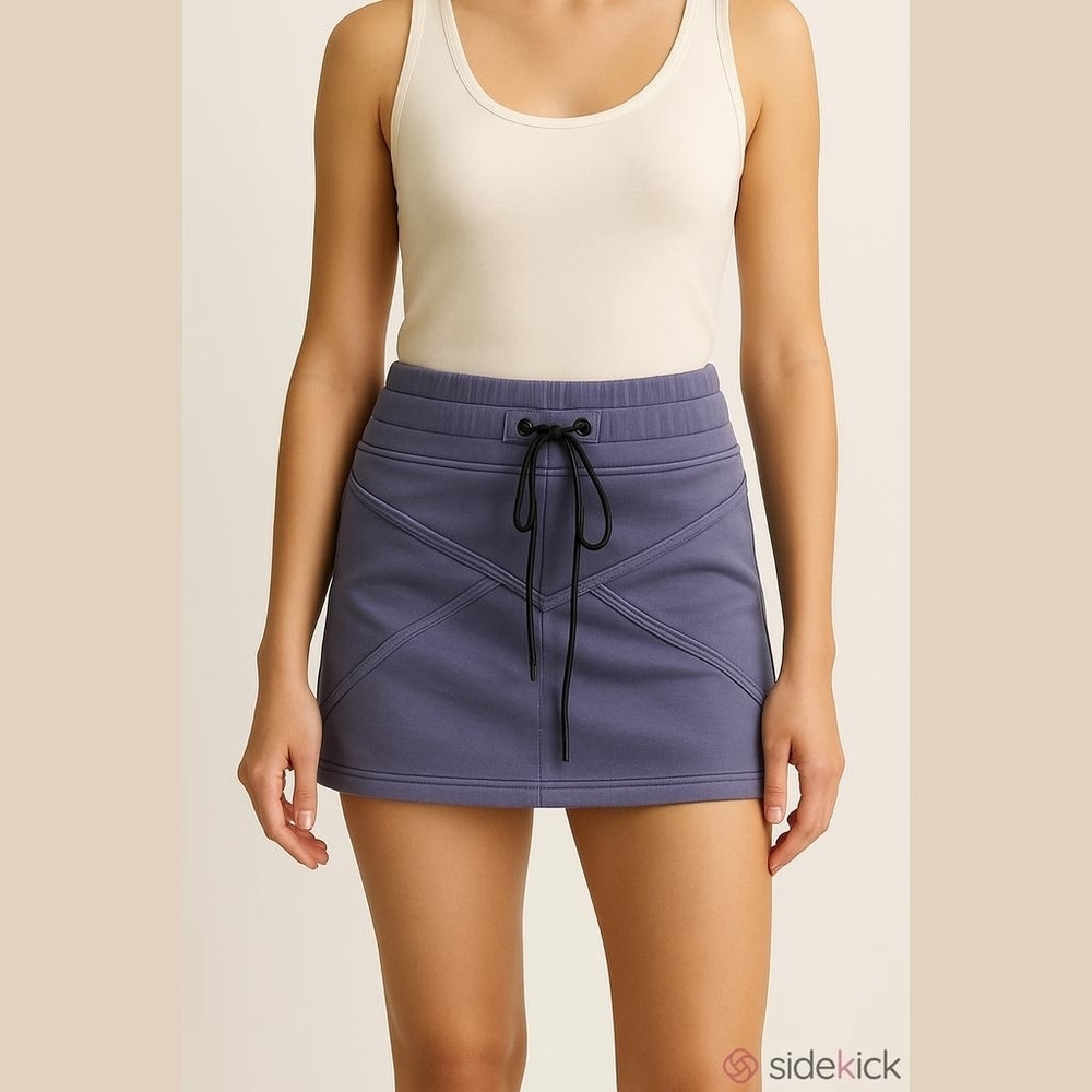 KORAL Skirt Mini Logo Blue Pockets Pull On Sweatshirt Drawstring
